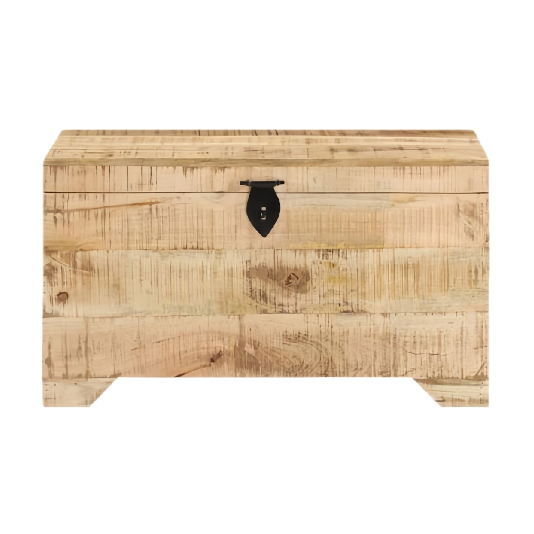 Solid Wood Storage Chest with Metal Latch, Rectangular Trunk Box