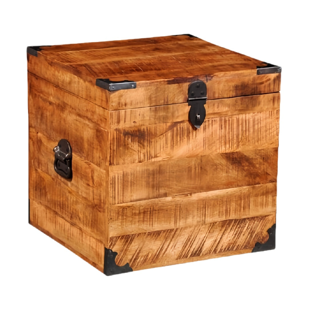 Solid Wood Storage Chest with Metal Corner Guards